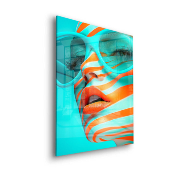 Beauté pop rayée - tableau en verre acrylique