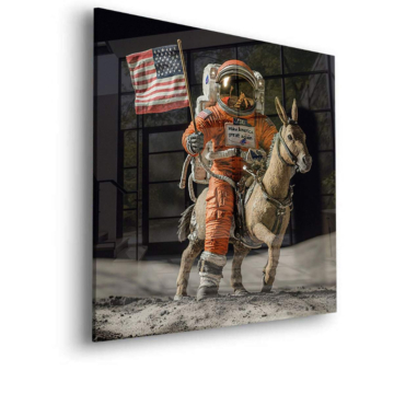 Astronaute donkey lune landing - tableau en verre acrylique