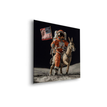 Astronaute donkey lune landing - tableau Dibond mat