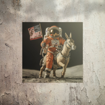 Astronaute donkey lune landing - poster