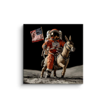 Astronaute donkey lune landing - tableau PVC mat