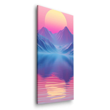Retro-Sonnenuntergang mit Seespiegelung - Dibond-Bild matt