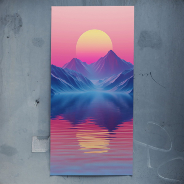 Retro Sunset Lake Reflection Poster Art