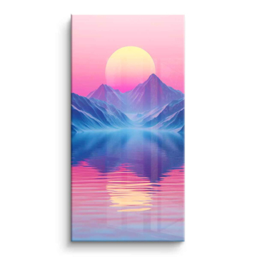 Retro Sunset Lake Reflection PVC Gloss Art