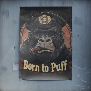 Goryl z hasłem Born To Puff - plakat