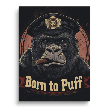 Gorille born to puff - tableau sur toile