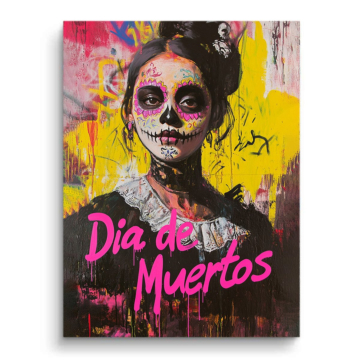 Día-de-Muertos-Mädchen mit Zuckerschädel - PVC-Bild matt