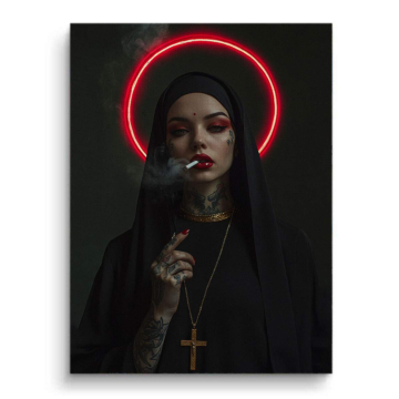 Néon halo nun - tableau sur toile