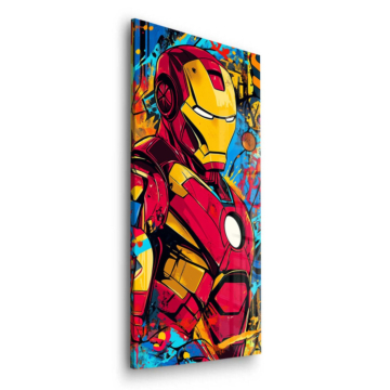 Héroe con grafiti inspirado en Iron Man - cuadro en vidrio acrílico