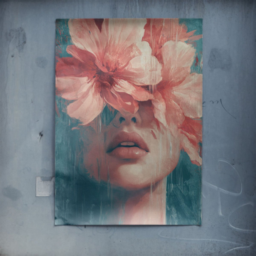 Portrait au voile de fleurs - poster