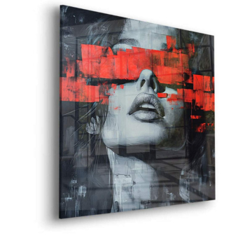 Rot verschleiert Frauenporträt - Acrylglasbild