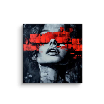 Red Veiled Woman Portrait PVC Matt Art