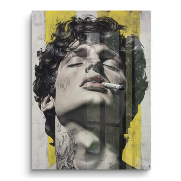 Portrait rebelle à la cigarette - tableau PVC brillant