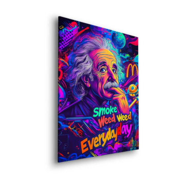 Einstein Inspired Neon Weed Poster Dibond Matt Art