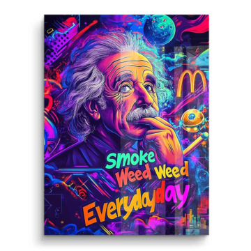 Einstein Inspired Neon Weed Poster PVC Gloss Art