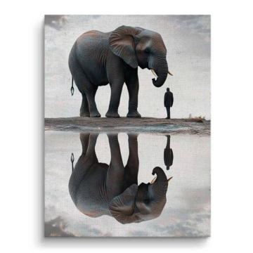 Elefant mit Spiegelung - Leinwandbild