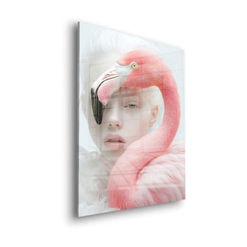 Flamingo Frauenporträt - Acrylglasbild