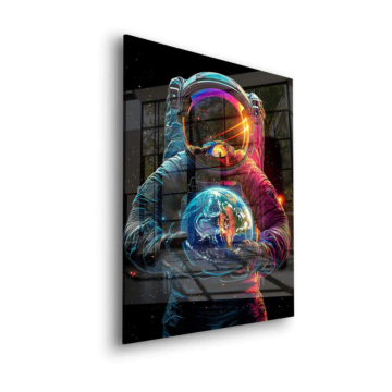 Astronaut hält die Erde - Acrylglasbild