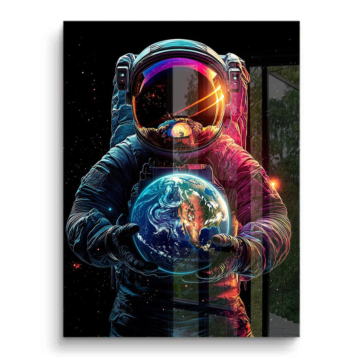 Astronauta trzymający Ziemię - obraz na PVC z połyskiem
