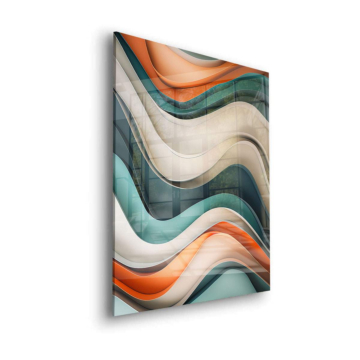 Abstrait aux vagues superposées - tableau en verre acrylique