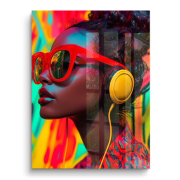 Neon Headphones Pop Portrait PVC Gloss Art