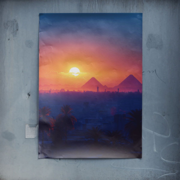 Pyramid Sunset Landscape Poster Art