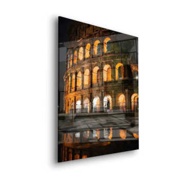 Reflejo nocturno del Coliseo de Roma - cuadro en vidrio acrílico