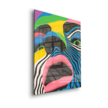 Visage abstrait coloré - tableau en verre acrylique