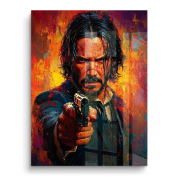 John Wick Inspired Fiery Portrait PVC Gloss Art
