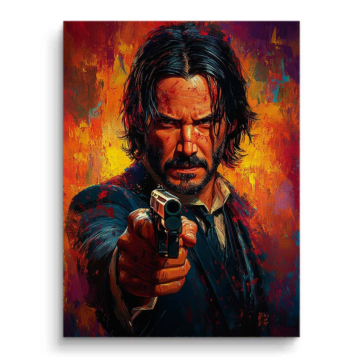 John Wick Inspired Fiery Portrait Canvas Art