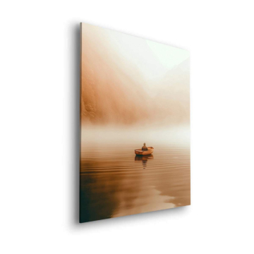 Lago solitary boat brumoso - cuadro Dibond mate