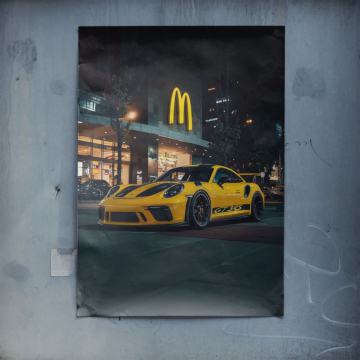 Porsche McDonalds Yellow Speedster Poster Art