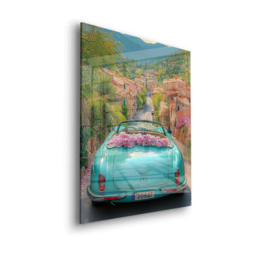 Mercedes 300SL Blossom Road Acrylic Glass Art