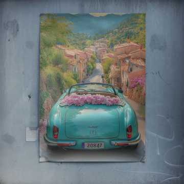 Mercedes 300SL Blossom Road Poster Art