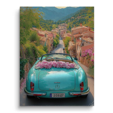 Mercedes 300SL Blossom Road Canvas Art