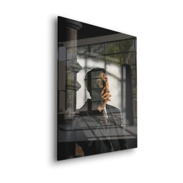 Vintage Smoking Gentleman Acrylic Glass Art