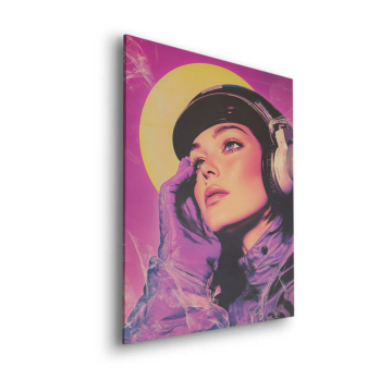 Cosmic Headphones Woman Dibond Matt Art