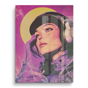 Kosmische Frau mit Kopfhörern - PVC-Bild glänzend