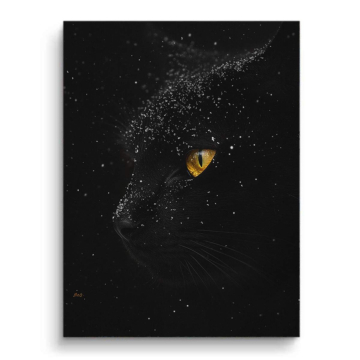 Schwarze Katze mit Galaxie-Augen - Leinwandbild