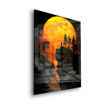 Riesiger Mond über Canyon bei Sonnenuntergang - Acrylglasbild
