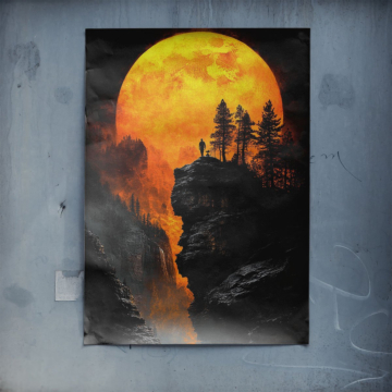 Giant Moon Canyon Sunset Poster Art