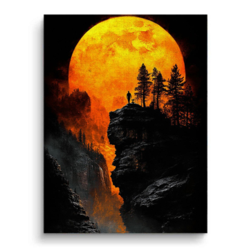 Riesiger Mond über Canyon bei Sonnenuntergang - Leinwandbild