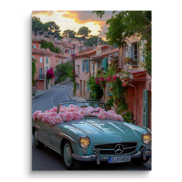 Mercedes 300SL Village Drive Canvas Art