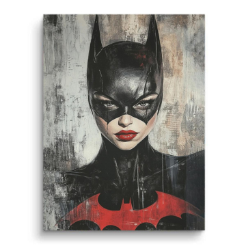 Portrait masque inspiré de Batwoman - tableau PVC mat
