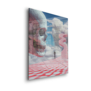 Sendero desértico surrealista con calavera - cuadro en vidrio acrílico