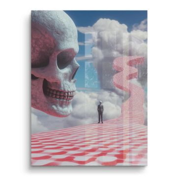 Sendero desértico surrealista con calavera - cuadro PVC brillante
