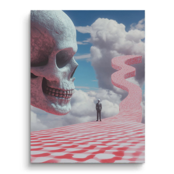 Sendero desértico surrealista con calavera - cuadro PVC mate