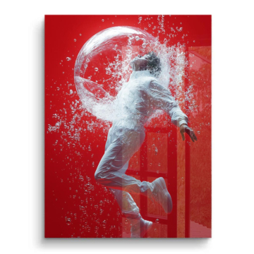 Bailarina roja bajo el agua - cuadro PVC brillante