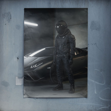Kosmischer Lamborghini-Rennfahrer mit Astronaut - Poster