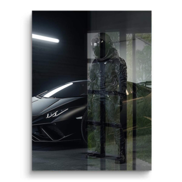 Kosmischer Lamborghini-Rennfahrer mit Astronaut - PVC-Bild glänzend